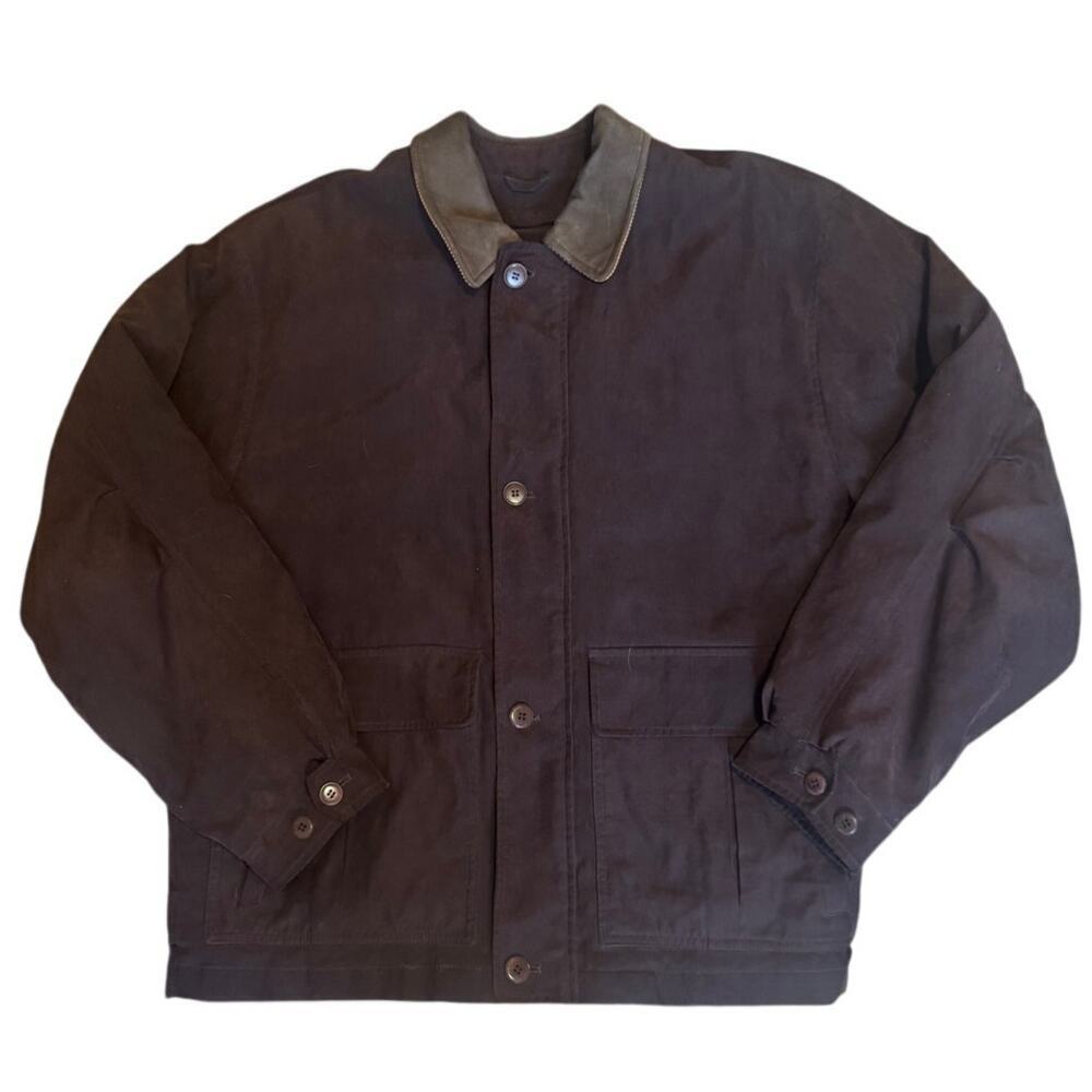 Vintage London Fog Jacket Chocolate Brown Barn Coat Size Large Retro 90s